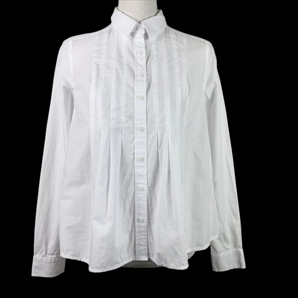 Maeve by Anthropologie, Size 2 Button Down Blouse Pleated HighLow White Collared